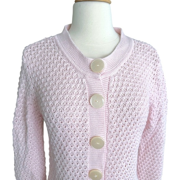 TOMMY HILFIGER Vintage Y2K Pink Knit Cardigan Sweater School Girl Preppy Large - Picture 3 of 14